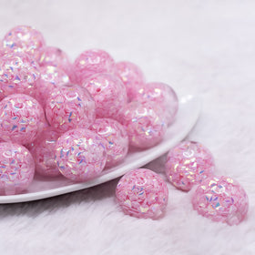 20mm Pink Majestic Confetti Bubblegum Beads