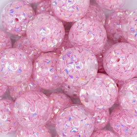 20mm Pink Majestic Confetti Bubblegum Beads
