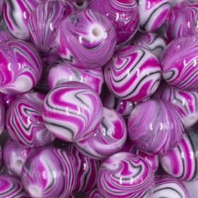 20mm Pink Marbled Bubblegum Beads