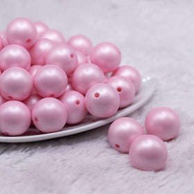 20mm Pink Matte Pearl Solid Bubblegum Beads