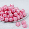 Front view of a pile of 20mm Pink Pearl Pumpkin Shaped Bubblegum Bead