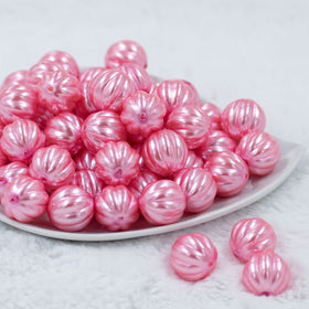 20mm Pink Pearl Pumpkin Shaped Bubblegum Bead