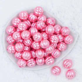 20mm Pink Pearl Pumpkin Shaped Bubblegum Bead
