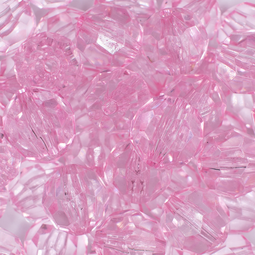 20mm Pink Transparent Faceted Bubblegum Beads | The BumbleBead Company