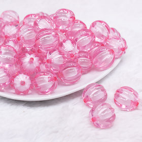20mm Pink Transparent Pumpkin Shaped Bubblegum Bead