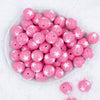 Top view of a pile of 20mm Pink with White Stars Bubblegum Beads