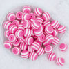 Top view of a pile of 20mm Pink with White Stripe Bubblegum Beads