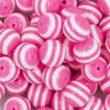 Close up view of a pile of 20mm Pink with White Stripe Bubblegum Beads