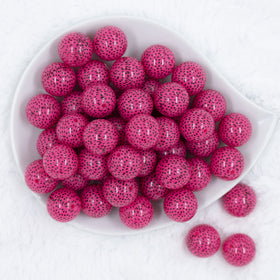 20MM Seeds Print on Pink Chunky Acrylic Bubblegum Beads