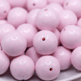 20mm White Confetti Hearts on pink opaque shine Acrylic Bubblegum Beads