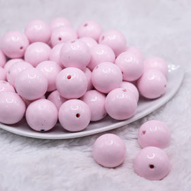 20mm White Confetti Hearts on pink opaque shine Acrylic Bubblegum Beads