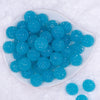 Top view of a pile of 20mm Pool Blue with Clear Rhinestone Bubblegum Beads