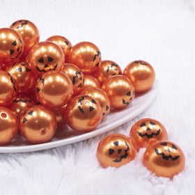 20MM Jack O Lantern Pumpkin Face Halloween pearl Bubblegum Beads