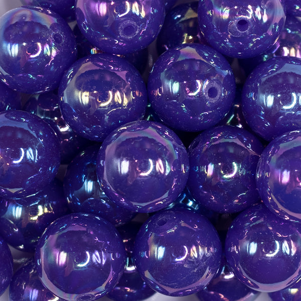 close up view of a pile of 20mm Purple Jelly AB Acrylic Chunky Bubblegum Beads