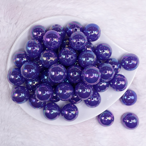 top view of a pile of 20mm Purple Jelly AB Acrylic Chunky Bubblegum Beads