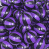 close up view of a pile of 20mm Purple with Black Stripe Beach Ball Bubblegum Beads