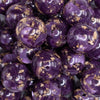 close up view of a pile of 20mm Purple and Gold Flake Resin Chunky Bubblegum Beads