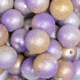 20mm Purple and Gold Stardust Ombre Shimmer Bubblegum Beads
