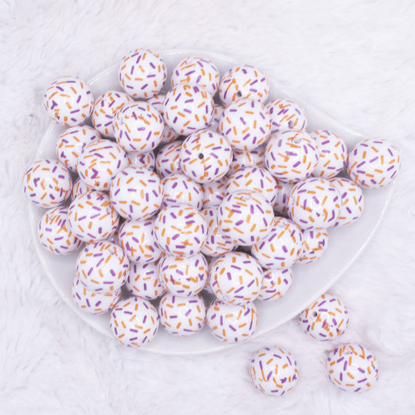 top view of a pile of 20mm Orange and Purple Sprinkles Chunky Acrylic Bubblegum Beads