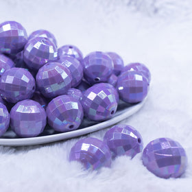 20mm Purple Disco Faceted AB Bubblegum Beads