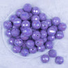 top view of a pile of 20mm Purple Disco Faceted AB Bubblegum Beads