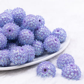 20mm Purple Flower Rhinestone Bubblegum Beads