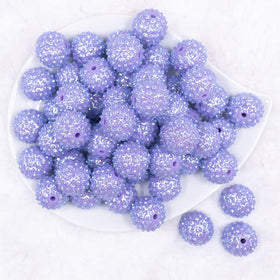 20mm Purple Flower Rhinestone Bubblegum Beads