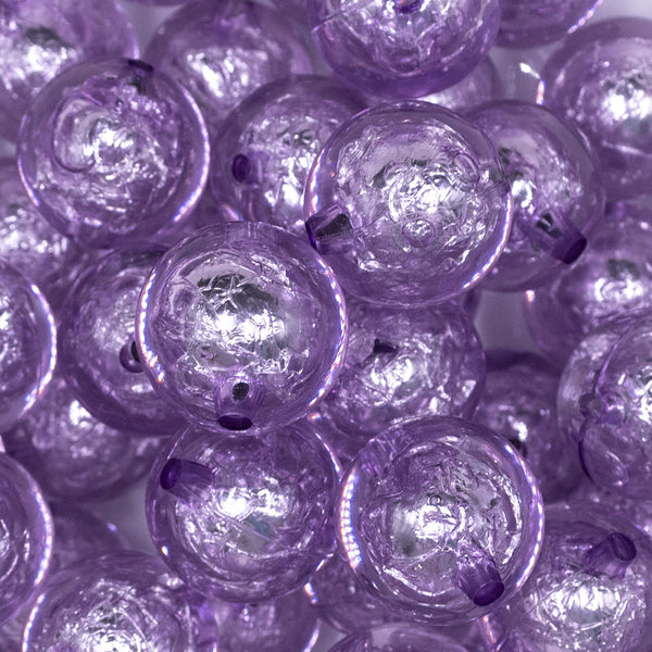 Close up view of a pile of 20mm Purple Foil Bubblegum Beads