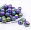 Front view of a pile of 20mm Purple, Blue, & Green Stardust Ombre Shimmer Bubblegum Beads