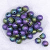 Top view of a pile of 20mm Purple, Blue, & Green Stardust Ombre Shimmer Bubblegum Beads