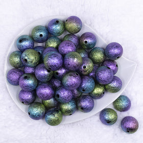 20mm Purple, Blue, & Green Stardust Ombre Shimmer Bubblegum Beads