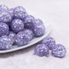 front view of a pile of 20mm Purple Majestic Confetti Bubblegum Beads