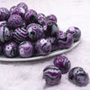 front view of a pile of 20mm Purple Marbled Bubblegum Beads