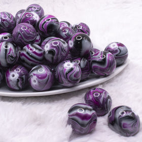 20mm Purple Marbled Bubblegum Beads