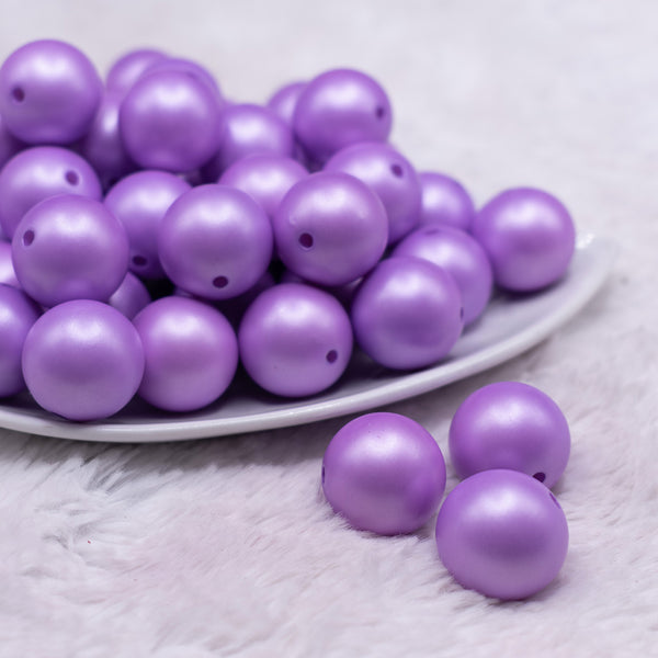 20mm Purple Matte Pearl Solid Bubblegum Beads