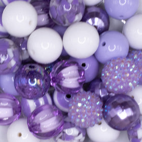 20mm Purple Passion Chunky Bubblegum Bead Mix - 20 & 50 Count