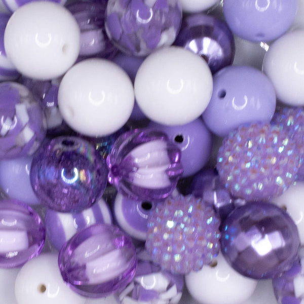 top view of a pile of 20mm Purple Passion Chunky Bubblegum Bead Mix - 20 & 50 Count