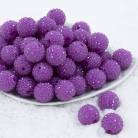20mm Purple Rhinestone Bubblegum Beads