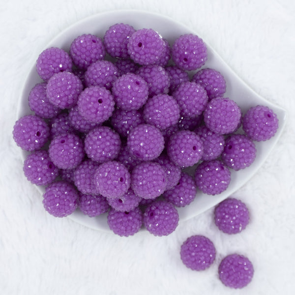 Top view of a pile of 20mm Purple Rhinestone Bubblegum Beads