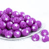 Front view of a pile of 20mm Purple with White Stars Bubblegum Beads