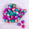 Top view of a pile of 20mm Rainbow Confetti with Clear Rhinestone Bubblegum Beads