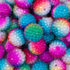  Close up view of a pile of 20mm Rainbow Confetti with Clear Rhinestone Bubblegum Beads