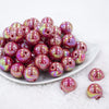 Front view of a pile of 20MM Raspberry Red AB Solid Chunky Bubblegum Beads