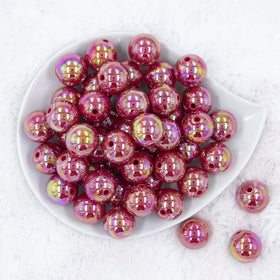 20MM Raspberry Red AB Solid Chunky Bubblegum Beads