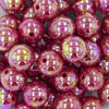 Close up view of a pile of 20MM Raspberry Red AB Solid Chunky Bubblegum Beads
