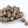 Front view of a pile of 20mm Realistic Leopard Animal Print Acrylic Bubblegum Beads