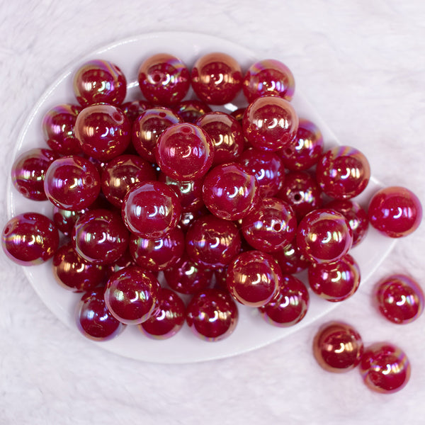 top view of a pile of 20mm Red Jelly AB Acrylic Chunky Bubblegum Beads