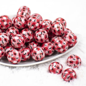 20MM Picnic Ants Pattern Print Chunky Acrylic Bubblegum Beads