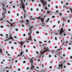 20mm Black and Red Spotted Print Acrylic Bubblegum Beads