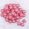 Top view of a pile of 20mm Red with White Ornamental Printed Acrylic Bubblegum Beads